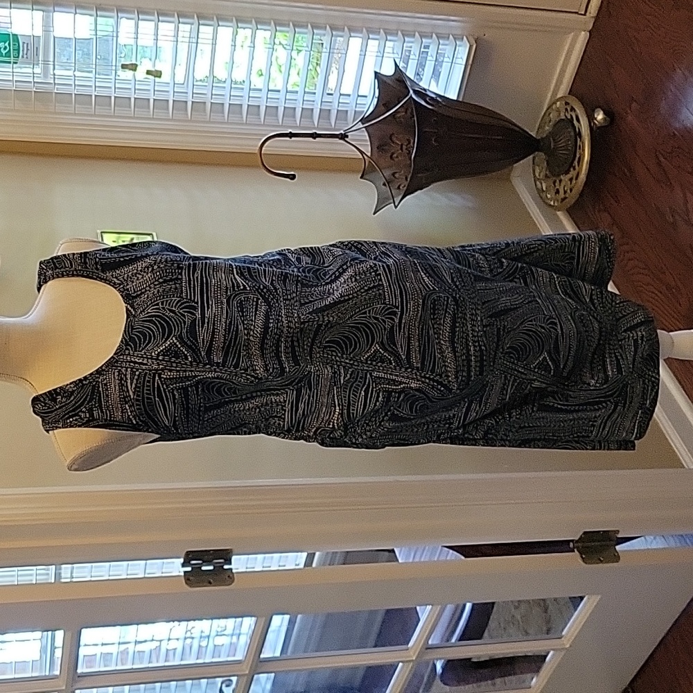 Liz Lange Maternity navy blue white stretch print sleeveless dress Large…EUC